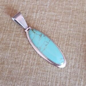 Sterling Silver Turquoise Teardrop Pendant